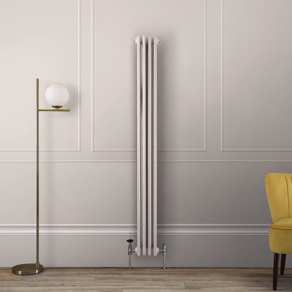 Radiatore Tradizionale Verticale a Doppia Colonna - Bianco (Pearl White) - 1800mm x 200mm - Regent by Hudson Reed