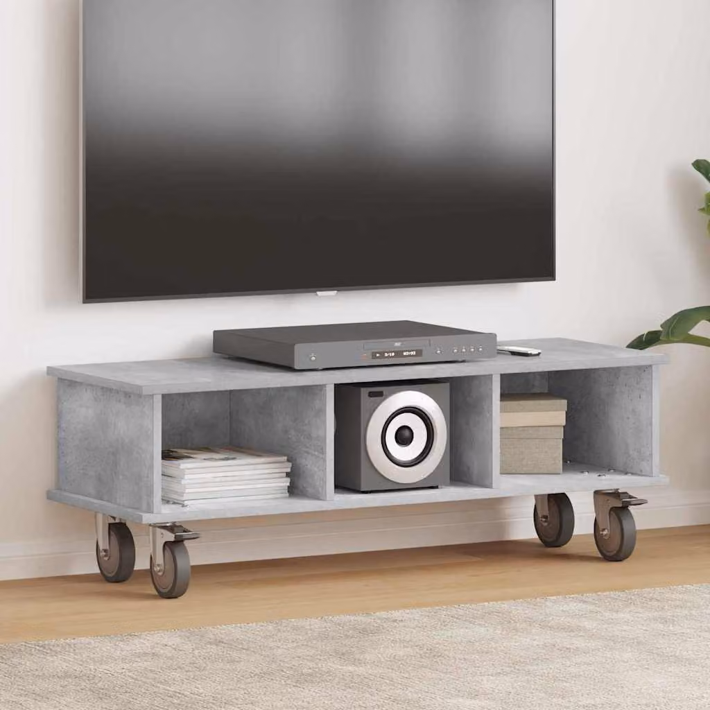 vidaXL Supporto TV moderno in legno e MDF Grigio, L 100 x P 35 x H 35 cm
