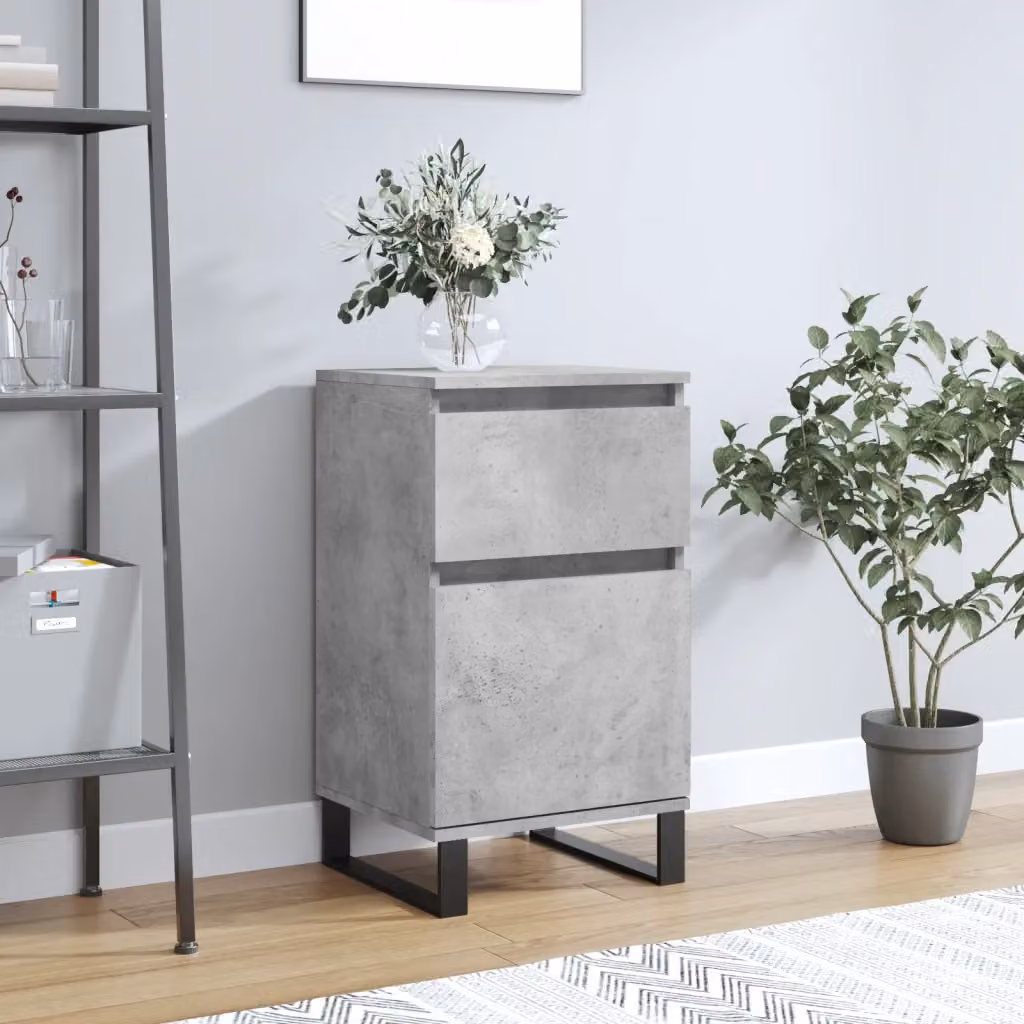 Credenza moderna vidaXL in legno e metallo, colore grigio, L 40 cm x P 35 cm x H 70 cm