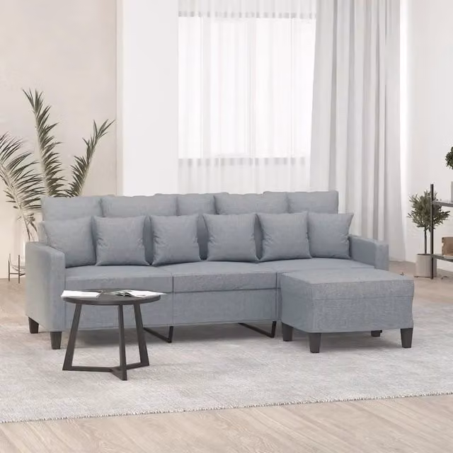 Divano a 3 posti moderno con funzione letto e poggiapiedi coordinato vidaXL in tessuto grigio L: 198 cm, P: 80 cm, H: 77 cm