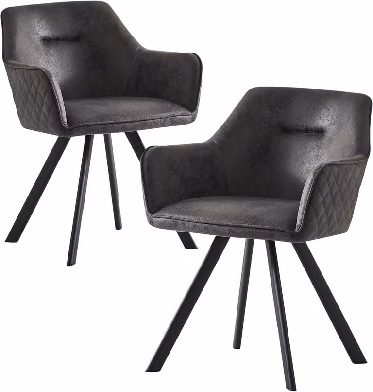Sedia da pranzo - Sedia - Sedia da ufficio - Poltrona - Poltrona relax - Rivestimento effetto suede, colore antracite - Comfort ergonomico