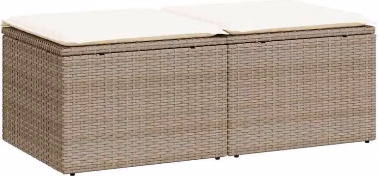 Set Divano da Giardino 2 pz con Cuscini Beige Polyrattan Acacia