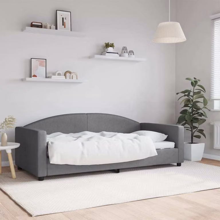 Maison Exclusive - Letto a giorno, colore grigio scuro, 90x190 cm, tessuto