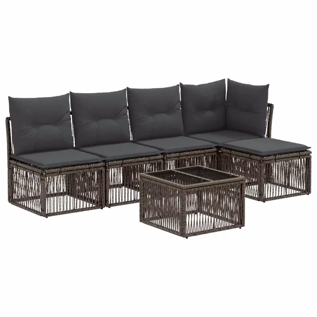 Set Divano da Giardino a L vidaXL in Polyrattan Grigio con Cuscini e Tavolino da Esterno – 2