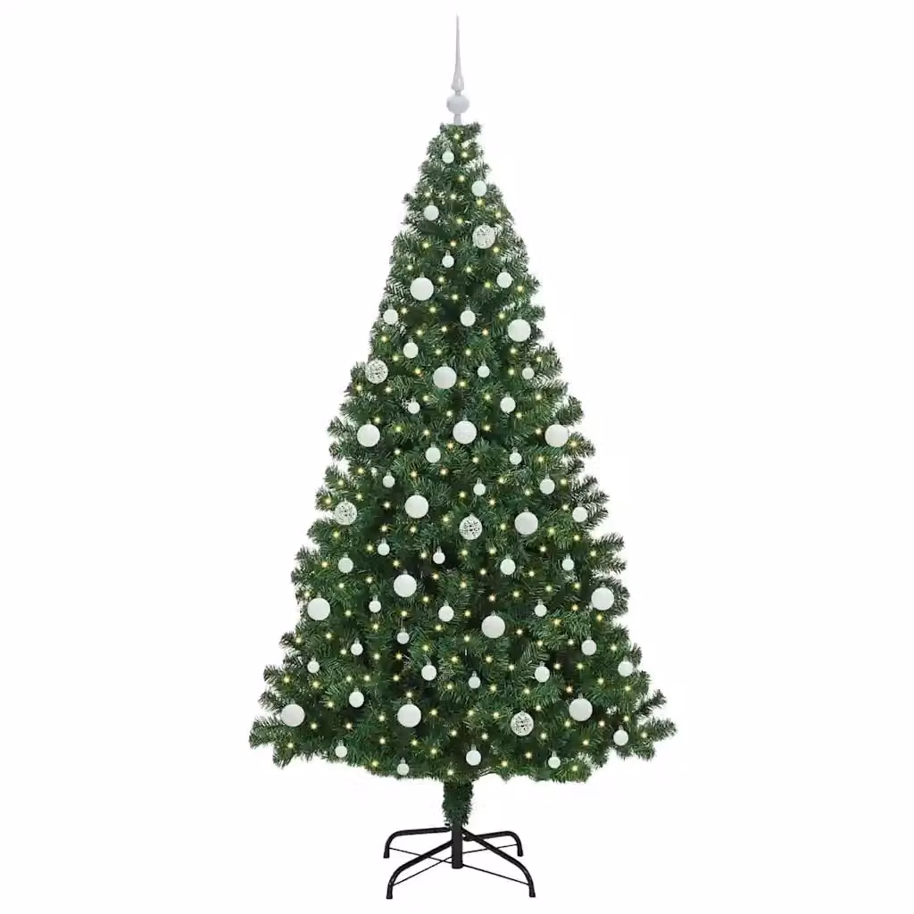 Albero di Natale artificiale verde vidaXL con 300 LED luce bianca calda, Altezza: 210 cm – 2