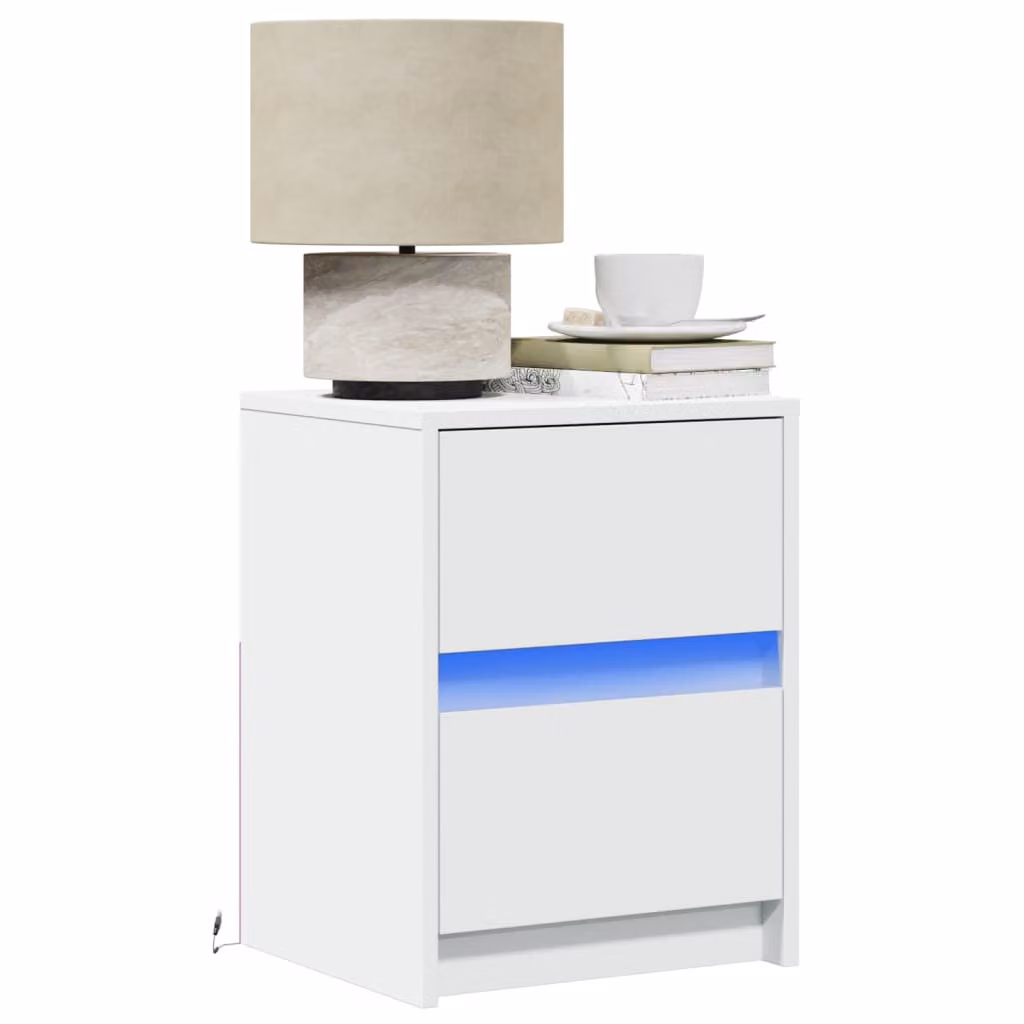 Set di 2 comodini sospesi vidaXL bianchi con luci LED integrate in legno e MDF per camera da letto o soggiorno