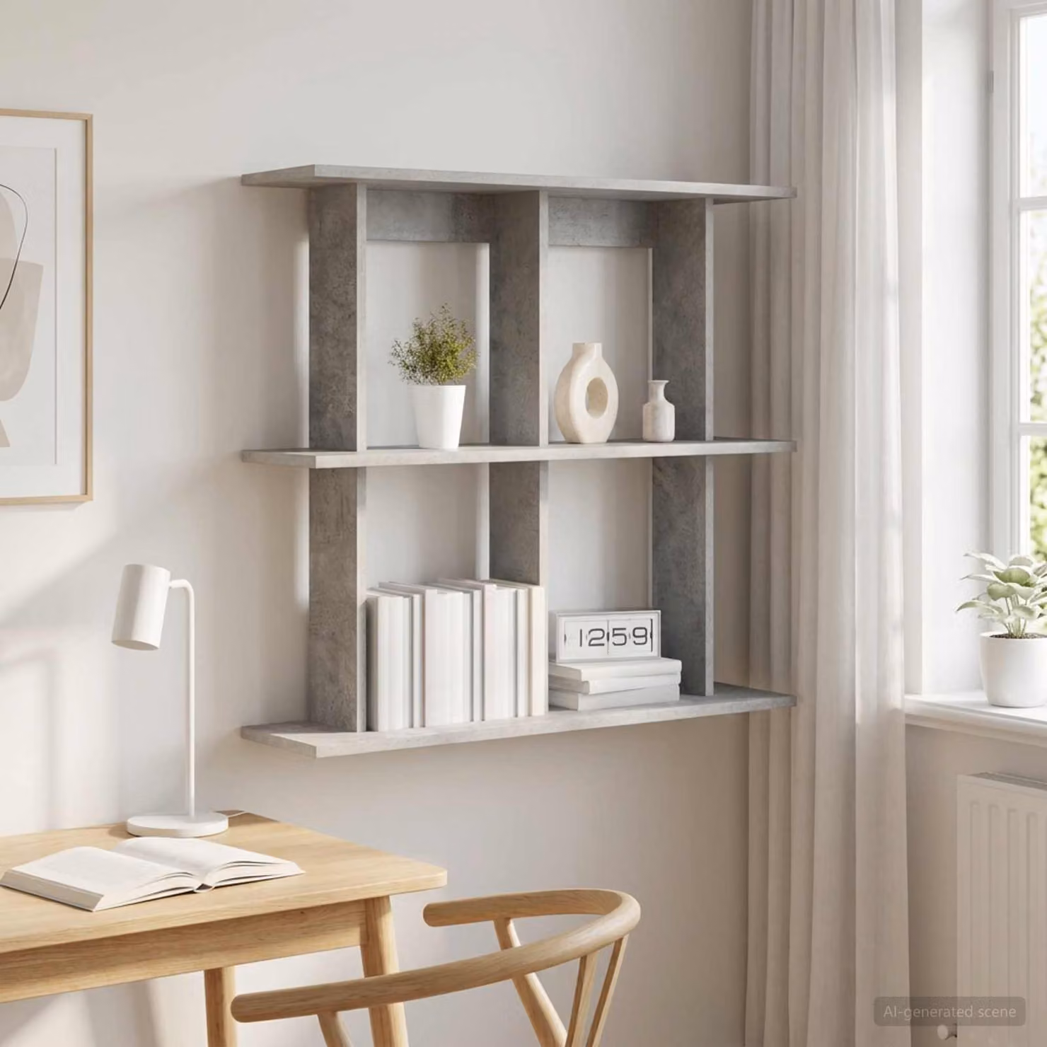 Scaffale da parete moderno vidaXL Grigio Cemento L: 80 cm, P: 20 cm, H: 75 cm
