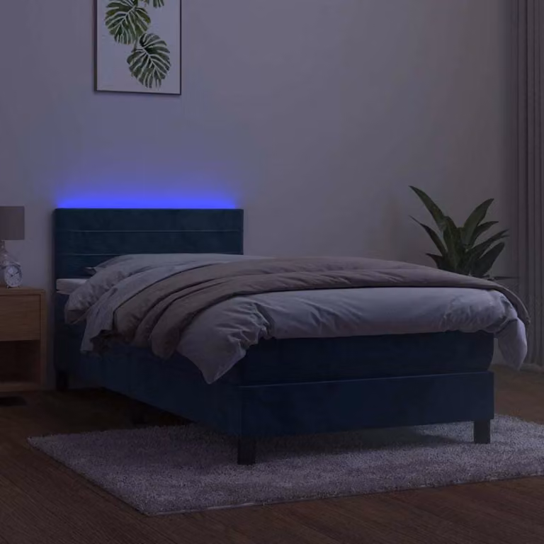Maison Exclusive - Letto a Molle con Materasso e LED Blu Scuro 100x200 cm
