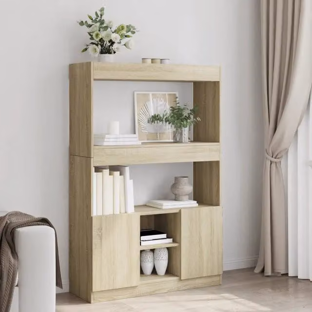 Credenza-Buffet-Armadio da cucina Rovere Sonoma 92x33x140 cm in Legno Multistrato