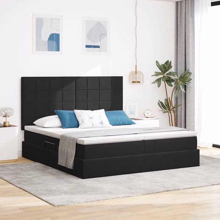 Letto con contenitore vidaXL in velluto nero con testiera e base a sollevamento L/P/H: 200 x 200 x 280 cm