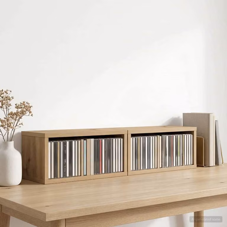 Set di 2 porta CD vidaXL in legno color rovere marrone, L 40 cm x P 17 cm x H 17 cm