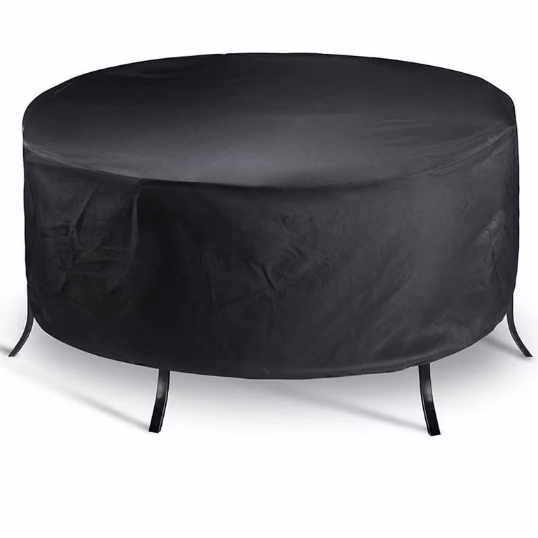 Copertura rotonda per tavoli da giardino – Copertura impermeabile per mobili da giardino – 163 x 84 cm – Protezione UV – Adatta per tavoli e sedie da giardino – Colore: nero