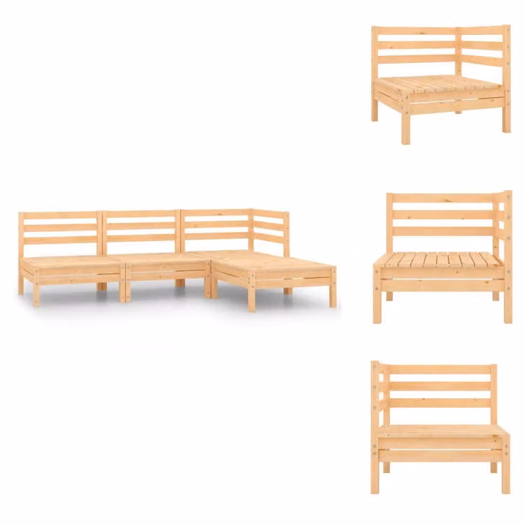 vidaXL Set da salotto da giardino 4 pezzi in pino massiccio - Set di mobili da giardino