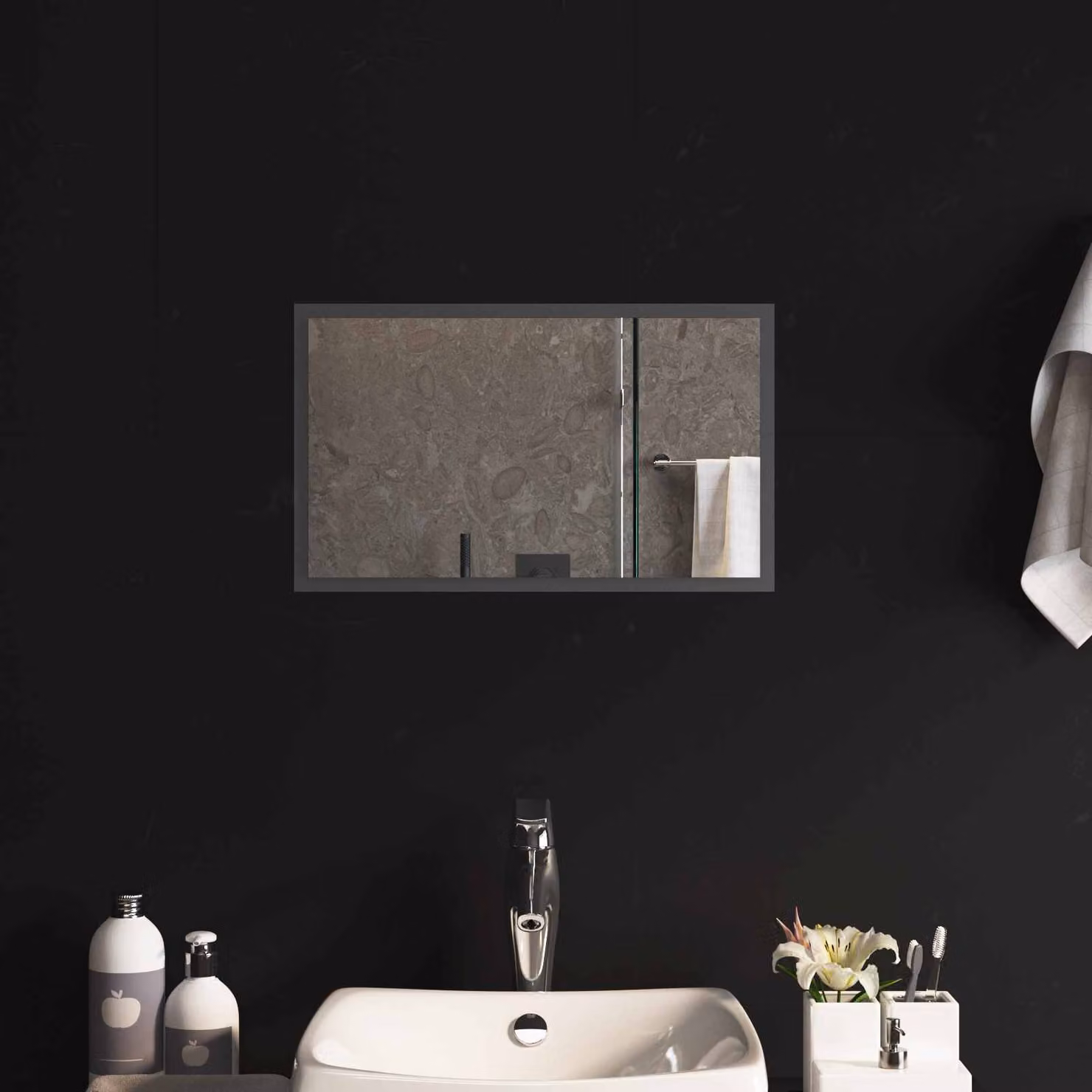 Specchio da bagno moderno vidaXL con luce LED in vetro temperato, L 50 cm x H 30 cm