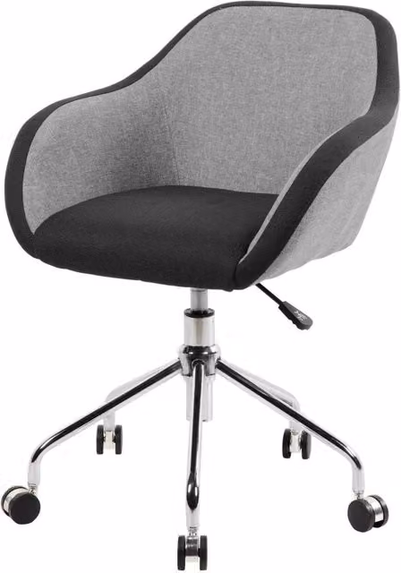 Sedia da ufficio ergonomica Bardello DMORA, poltrona operativa girevole con braccioli e ruote, Grigio e Nero, L: 56 cm, H: 77/84 cm