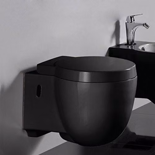 Water WC sospeso con coperchio, colore nero