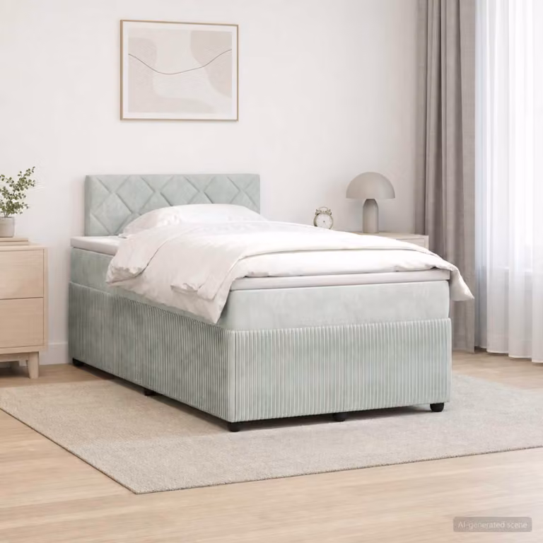 Maison Exclusive - Letto boxspring con materasso grigio chiaro 120 x 190 cm velluto