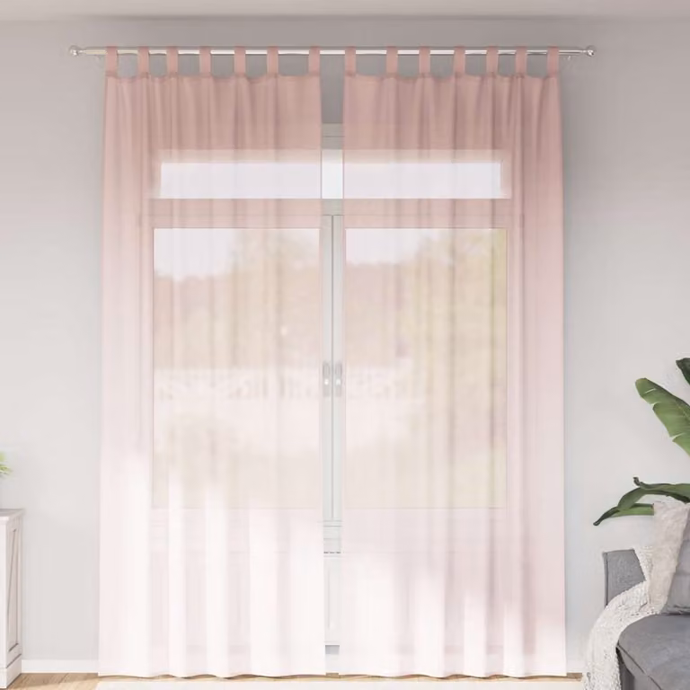 Set di 2 tende in voile semi-trasparenti vidaXL rosa chiaro con tasche per asta, L: 140 cm, H: 260 cm