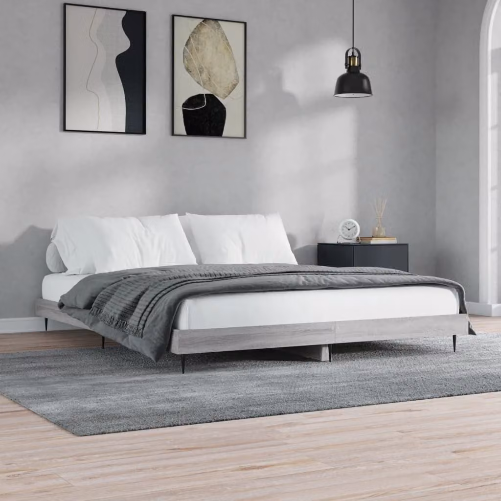 The Living Store Giroletto grigio Sonoma 140x200 cm in materiale ligneo
