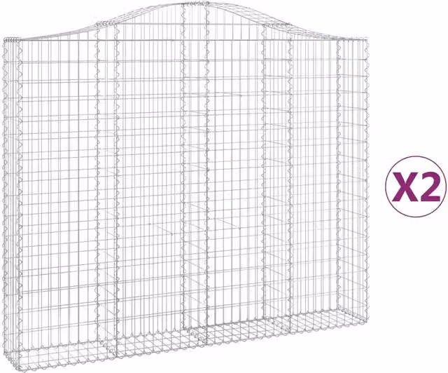 Cesti Gabbioni ad Arco 2 pz 200x30x160/180 cm Ferro Zincato
