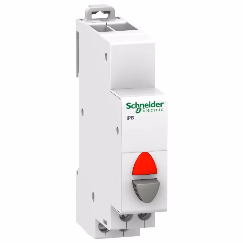Schneider Electric Pulsante iPB, 1 contatto di apertura, pulsante grigio, LED rosso 12-48 V CA/CC A9E18039