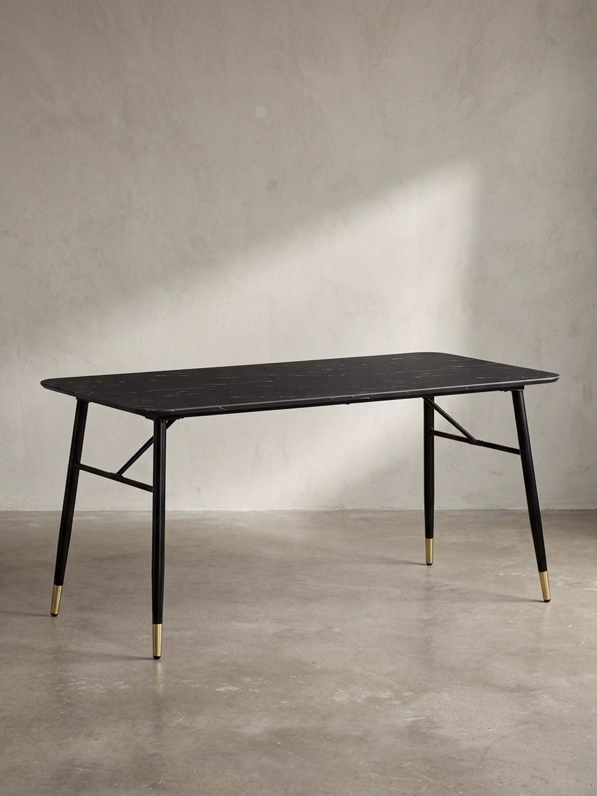 Tavolo da pranzo 200x90x76 cm, nero effetto marmo, moderno, tavolo da cucina grande, tavolo da pranzo rettangolare, tavolo da pranzo con gambe in metallo