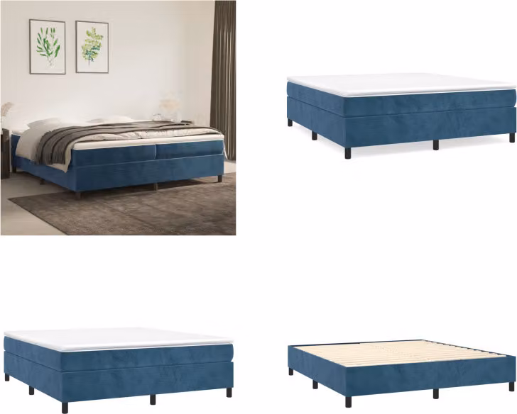 vidaXL Letto a molle blu scuro 200x200 cm in velluto - Letto a molle - Letti a molle - Letto - Mobili da camera da letto