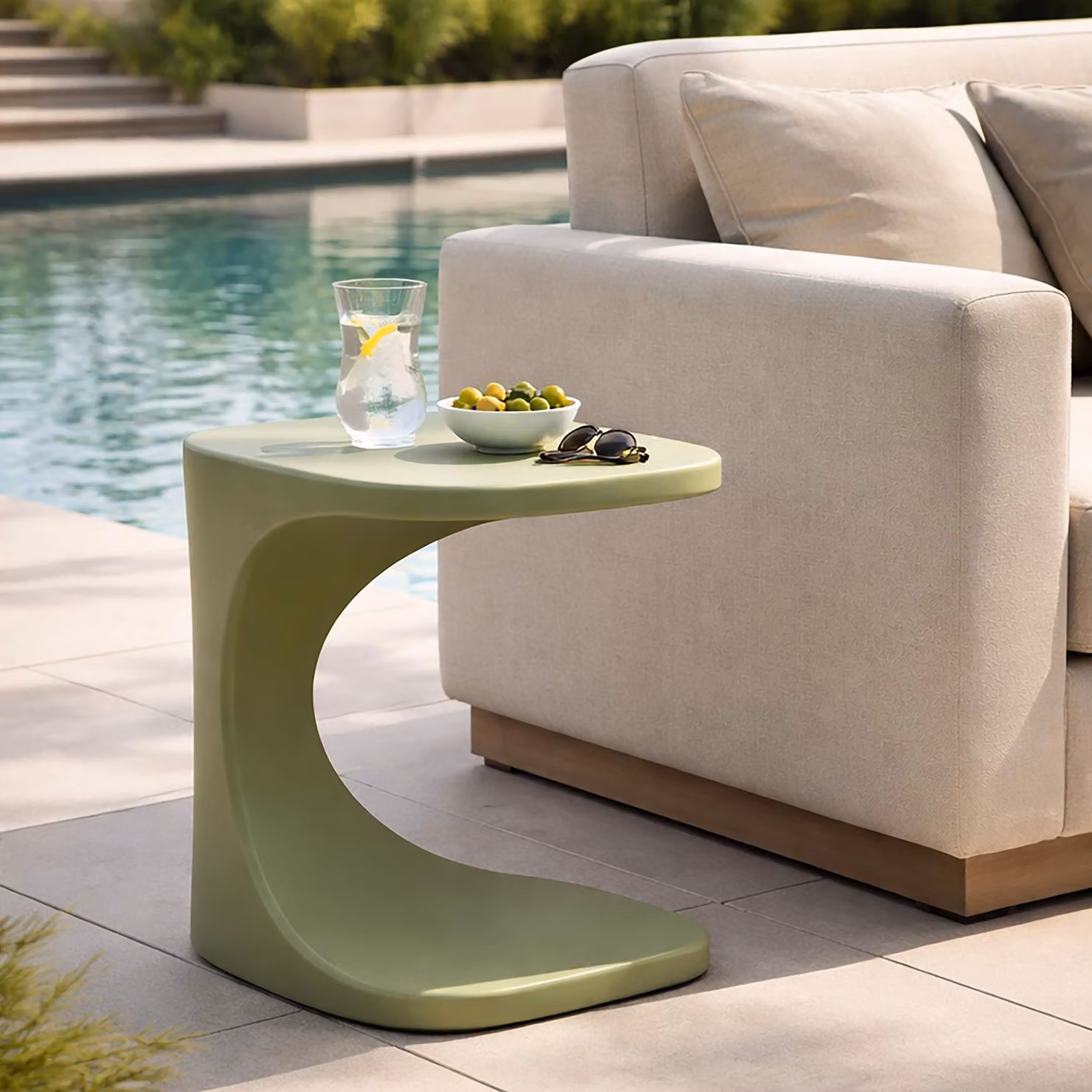 Bagan - Tavolino da Salotto, 44x54x44h cm Verde, Adatto per Indoor/outdoor