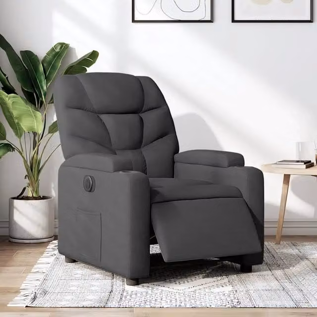 Poltrona Elettrica Reclinabile-Divano Sedia Grigio Scuro in Tessuto 316332