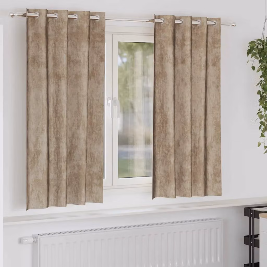Set di 2 tende oscuranti in velluto vidaXL beige con isolamento termico, L: 140 cm, H: 175 cm