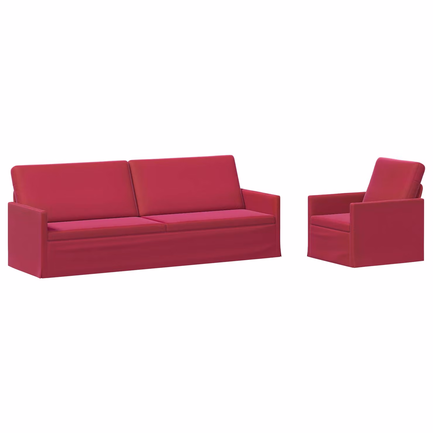 Set di 2 divani moderni vidaXL in velluto rosso con struttura in metallo per soggiorno o ufficio
