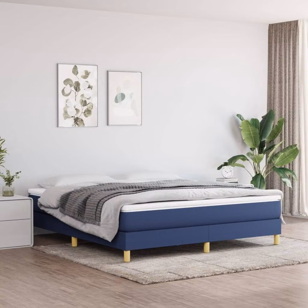 The Living Store Box spring bed Blu 180x200 cm Tessuto