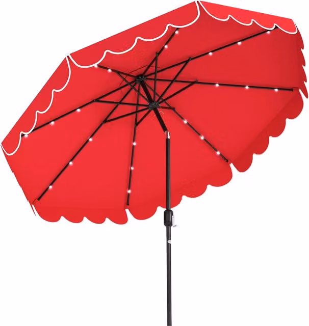 Ombrellone da mercato in poliestere e metallo rosso bordeaux per giardino, piscina o spiaggia, L: 300 cm, H: 253 cm