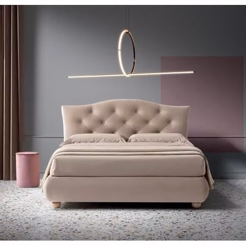 Letto Lolite imbottito matrimoniale fisso o con contenitore Nefi Italia