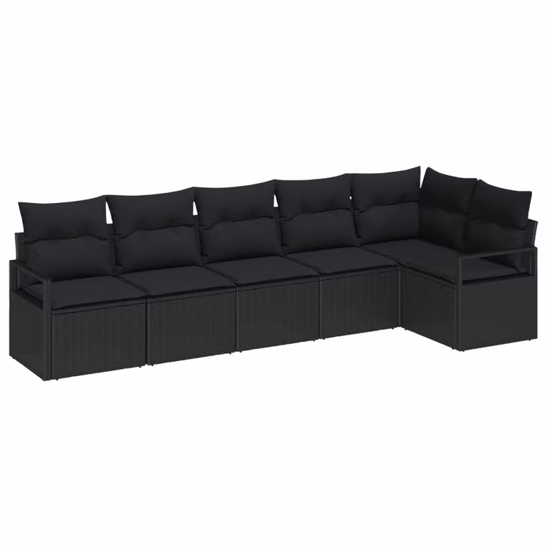 Set Divano da Giardino a L vidaXL in Polyrattan Nero con Cuscini e Struttura in Metallo