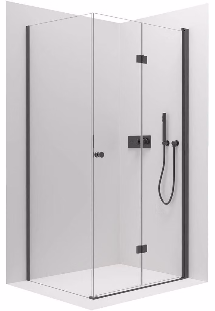 Cabina doccia Volpe L/P - 6 mm - vetro trasparente e nero opaco - 120x80x190 cm - a battente