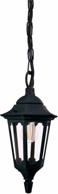 Lampada a sospensione esterna Elstead Parish Mini nera con vetro trasparente, IP44, attacco E27 60W
