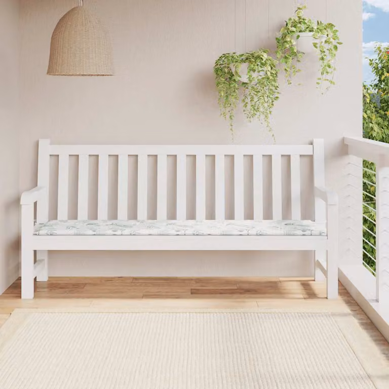 Cuscino per panca da giardino vidaXL con motivo a foglie, verde e multicolore, L/P/H: 200 x 50 x 3 cm