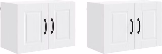 Set di 2 pensili da cucina e soggiorno moderni HELLOSHOP26 in legno composito bianco opaco L: 60 cm, P: 31 cm, H: 40 cm