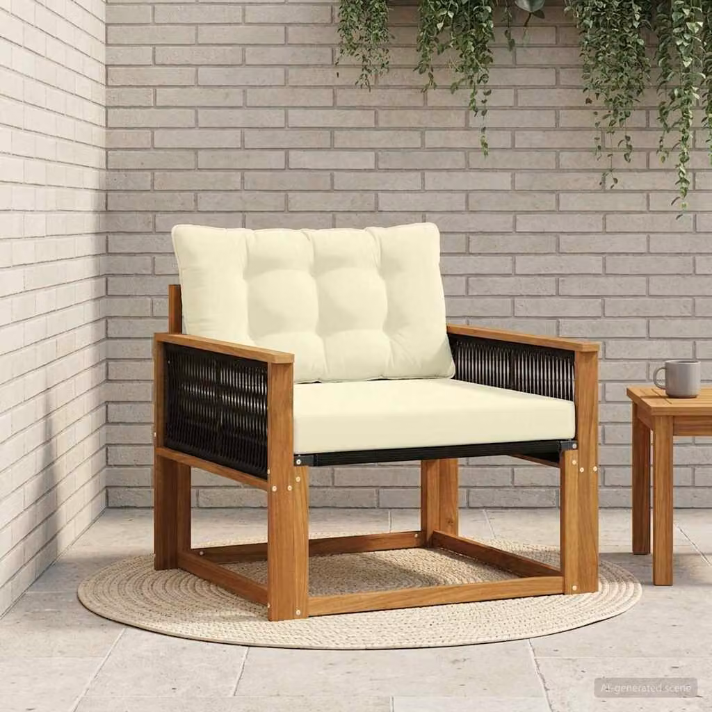 Set da giardino moderno vidaXL in legno di acacia e textilene, colore beige e marrone