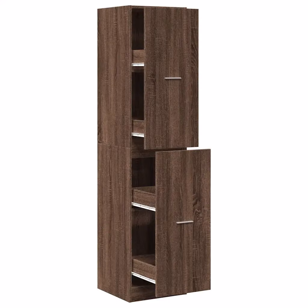Armadietto da Farmacia vidaXL in Rovere Marrone con Ripiani e Cassetti, L/P/H: 40 x 41 x 174,5 cm – 2
