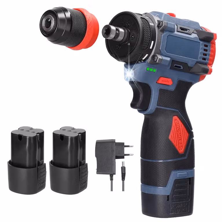 Trapano avvitatore a batteria - 2 in 1 - Motore brushless - 45 Nm - 16,8 V - 2 batterie - Spina europea