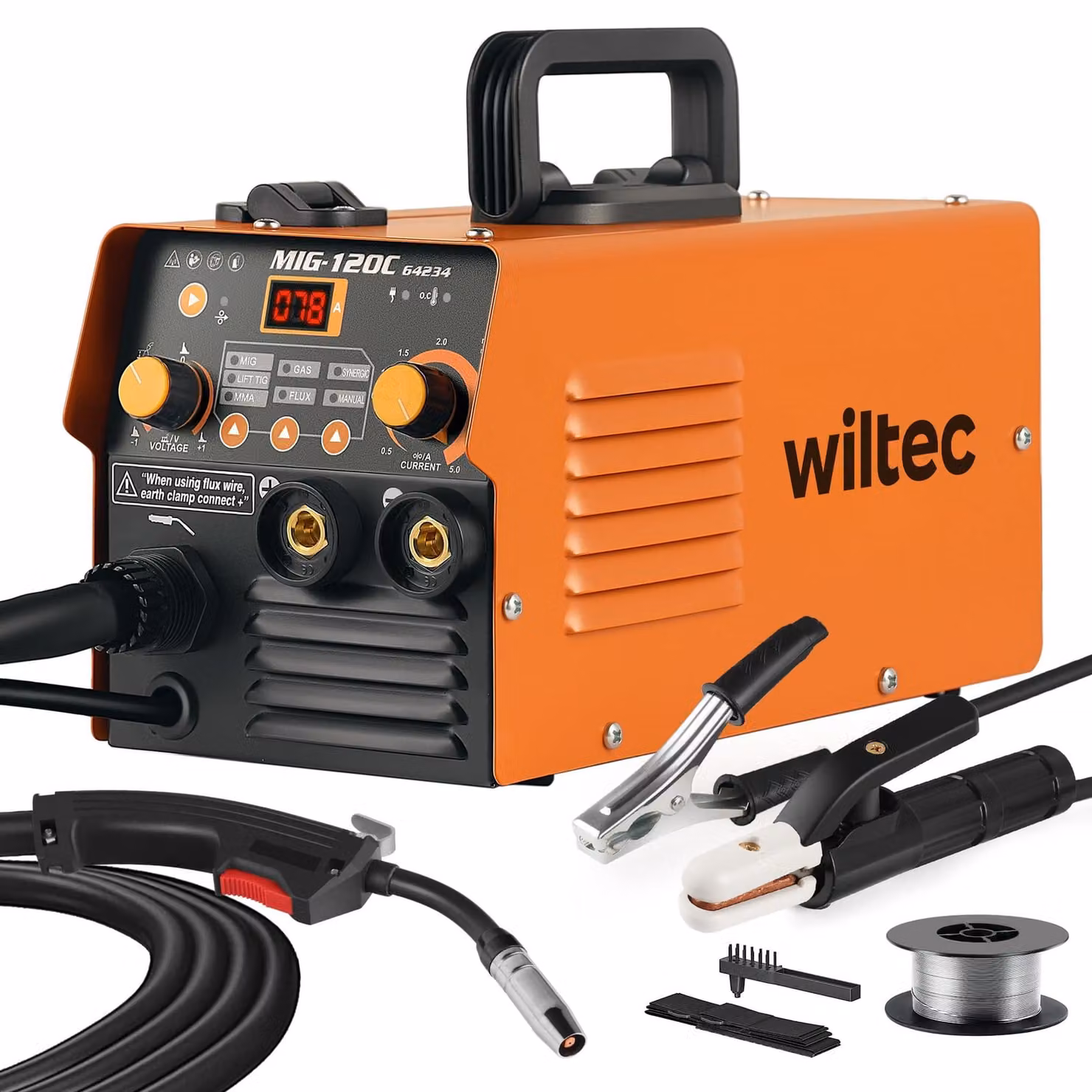 Saldatrice digitale - 120 A - MIG, MMA, FCAW, TIG - 220 V - 6,6 kg - Tecnologia IGBT