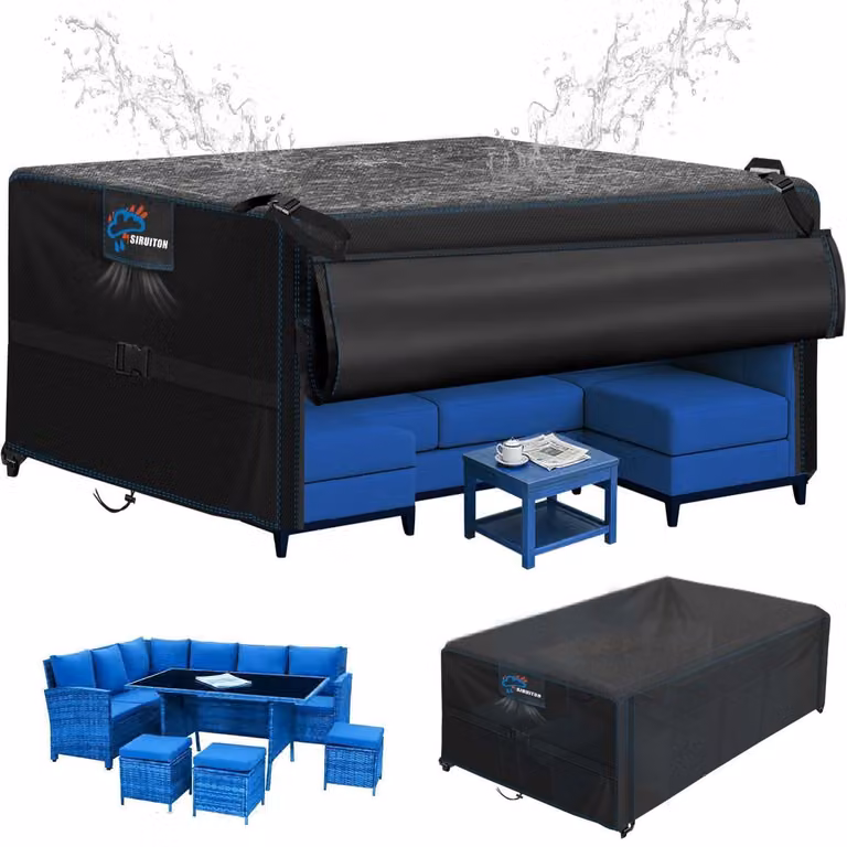 Copertura per mobili da giardino, tessuto Oxford 500D, impermeabile, dimensioni 250x180x90 cm, colore nero