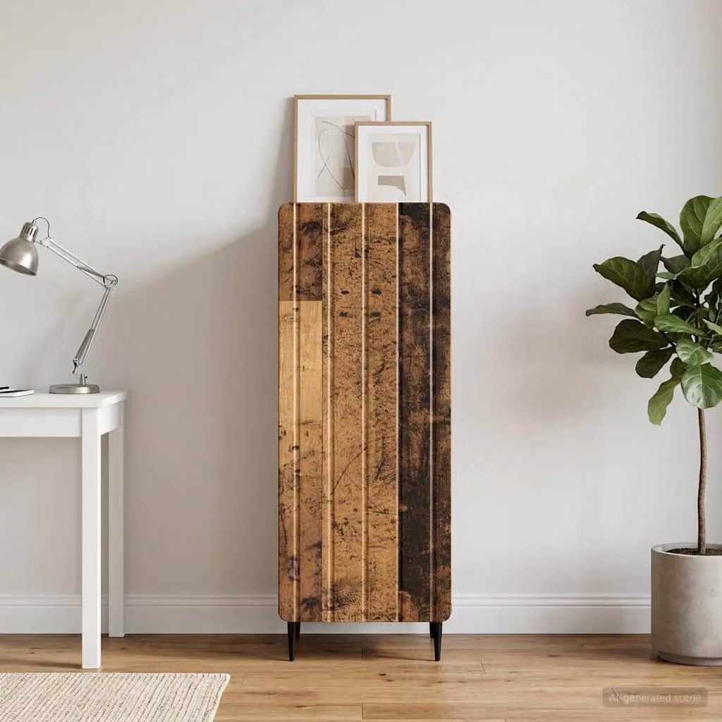 Credenza moderna vidaXL in legno ingegnerizzato e metallo, colore marrone, L/P/H: 34,5 x 33 x 92 cm