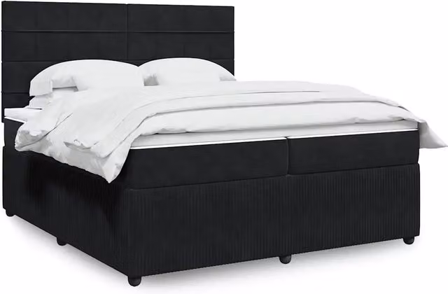 Letto Ibrido vidaXL con Materasso a Molle e Schiuma in Velluto Nero e Bianco L/P: 200 x 200 cm