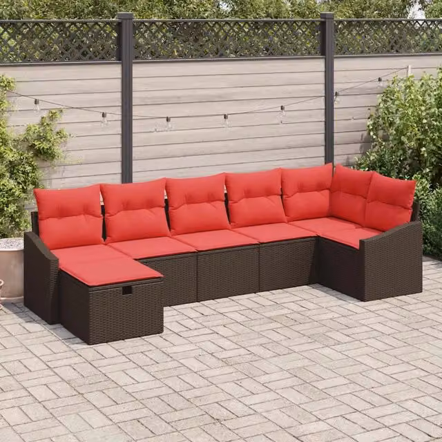Set di divani con cuscino con archiviazione Marrone polyrattan 3359303