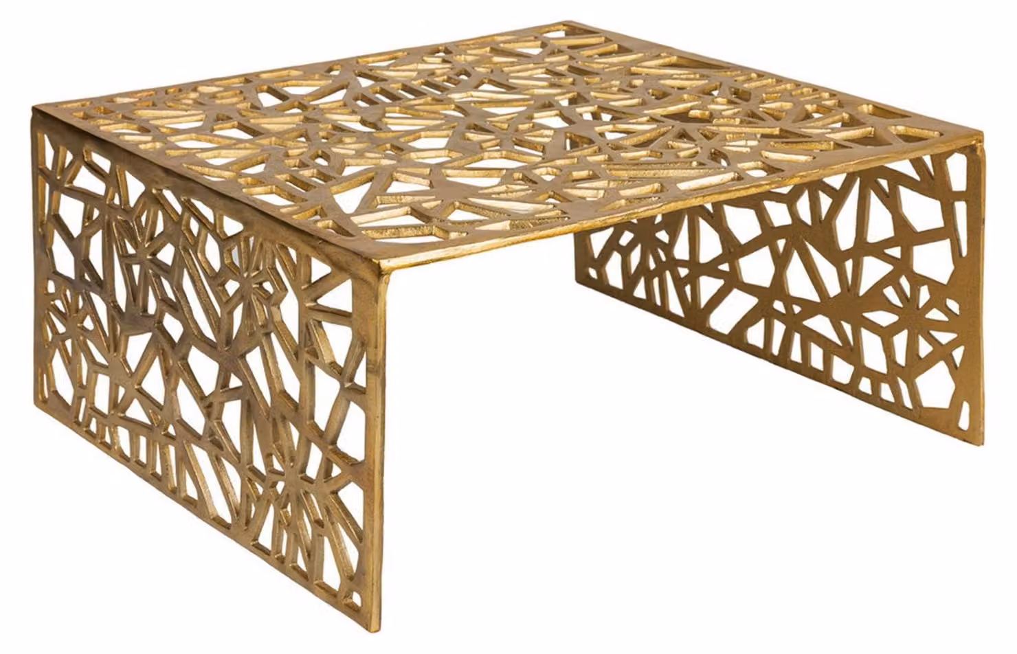 Tavolino da salotto WOHNLING, alluminio dorato, 60 cm, forma quadrata. Tavolino in metallo per soggiorno, design moderno, ideale come tavolino da caffè o tavolino di servizio. Realizzato a mano