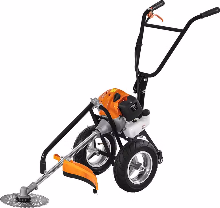 KRAFT&DELE | Decespugliatore a benzina con ruote, 5,2 CV, tagliaerba con tagliaerba e decespugliatore, attrezzo da giardino con tagliaerba
