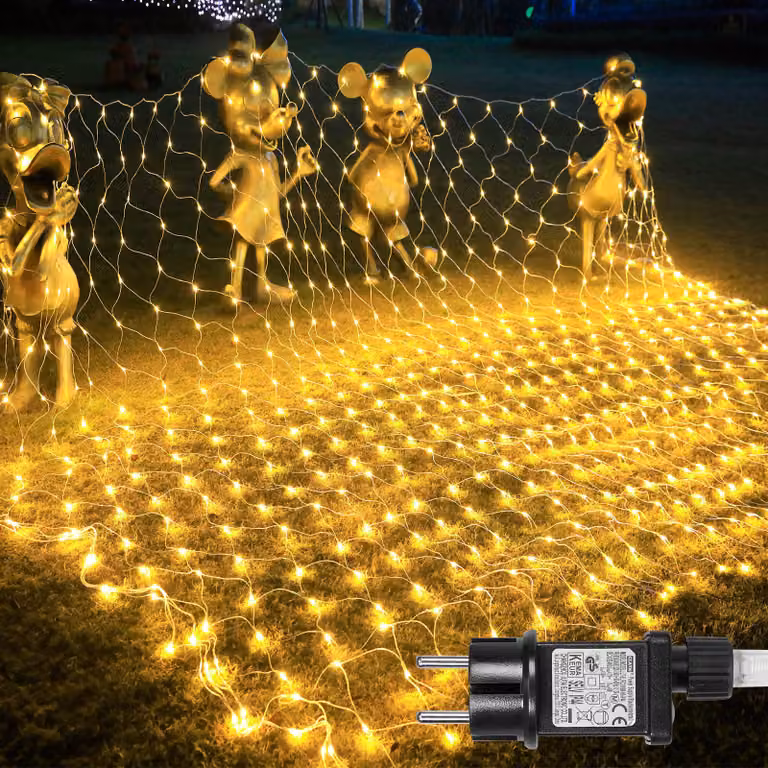 6x4M Led luci fiabesche indoor, luce bianca calda rete 31V luci di Natale 8 modalità timer LED decorazione giardino di Natale albero balcone